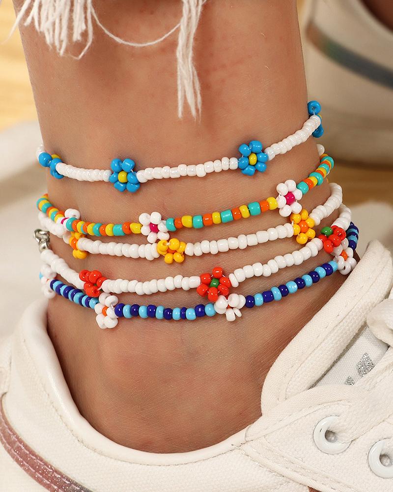 

Daisy Pattern Colorful Braided Clan Anklet, Style1