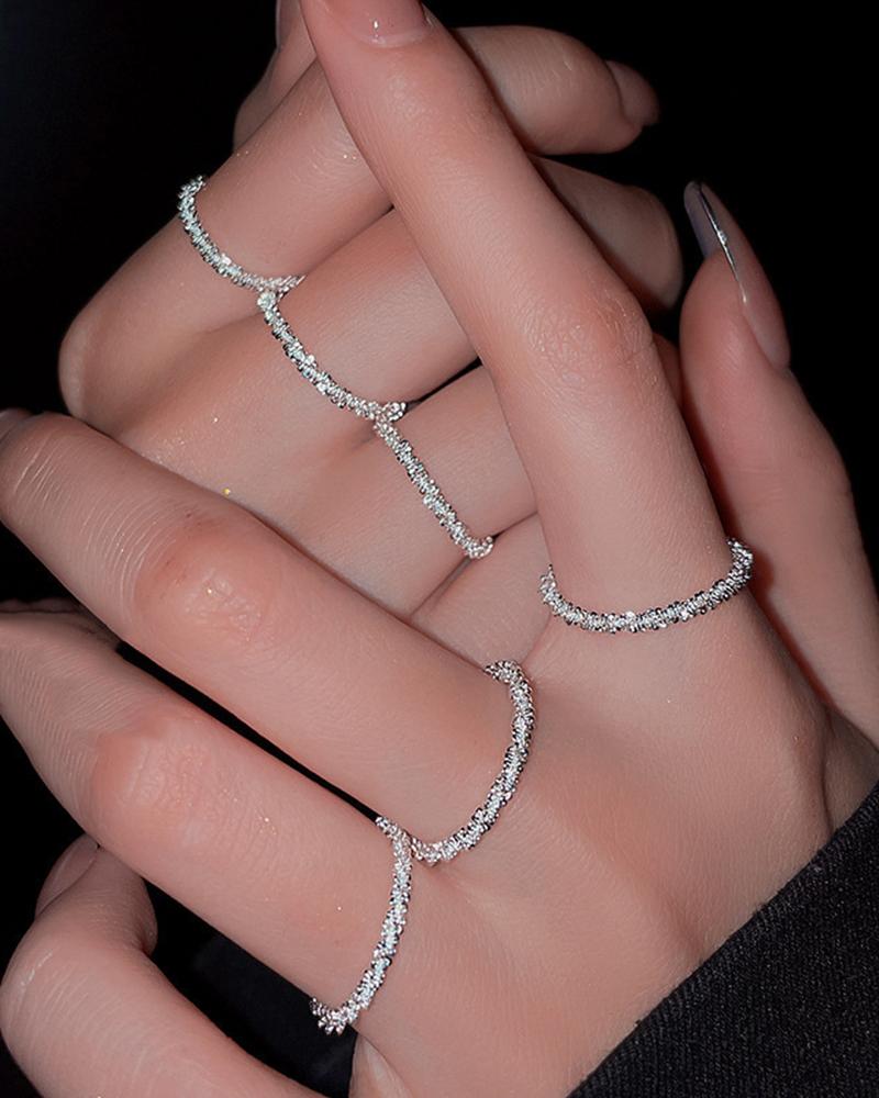 

1pc Simple Glitter Ring, Silver