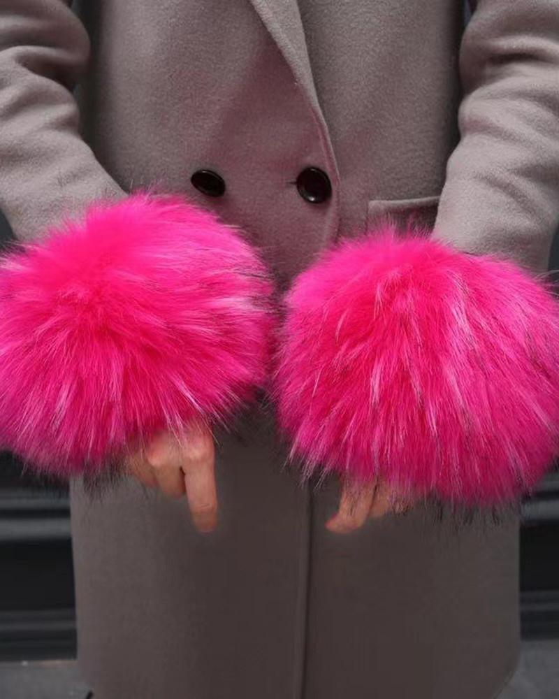 

1Pair Faux Fur Fluffy Wrist Cuffs Arm Warmer Gloves, Style5