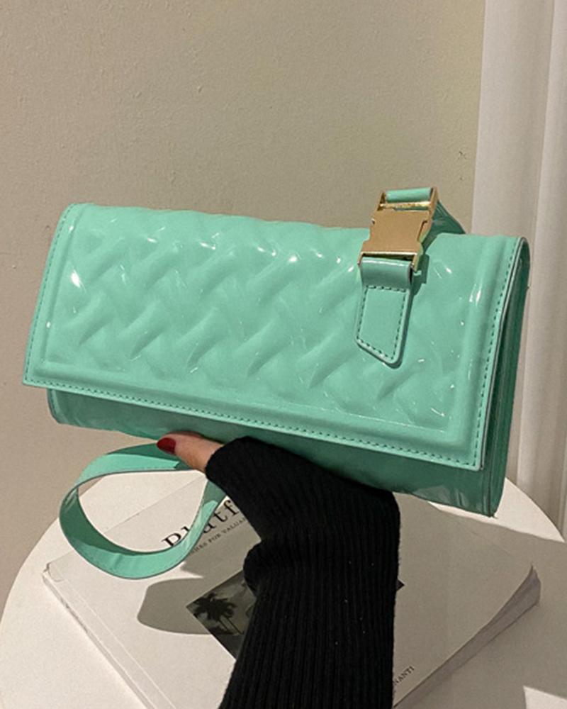 

Quilted Flap Rectangular Shoulder Bag, Light green