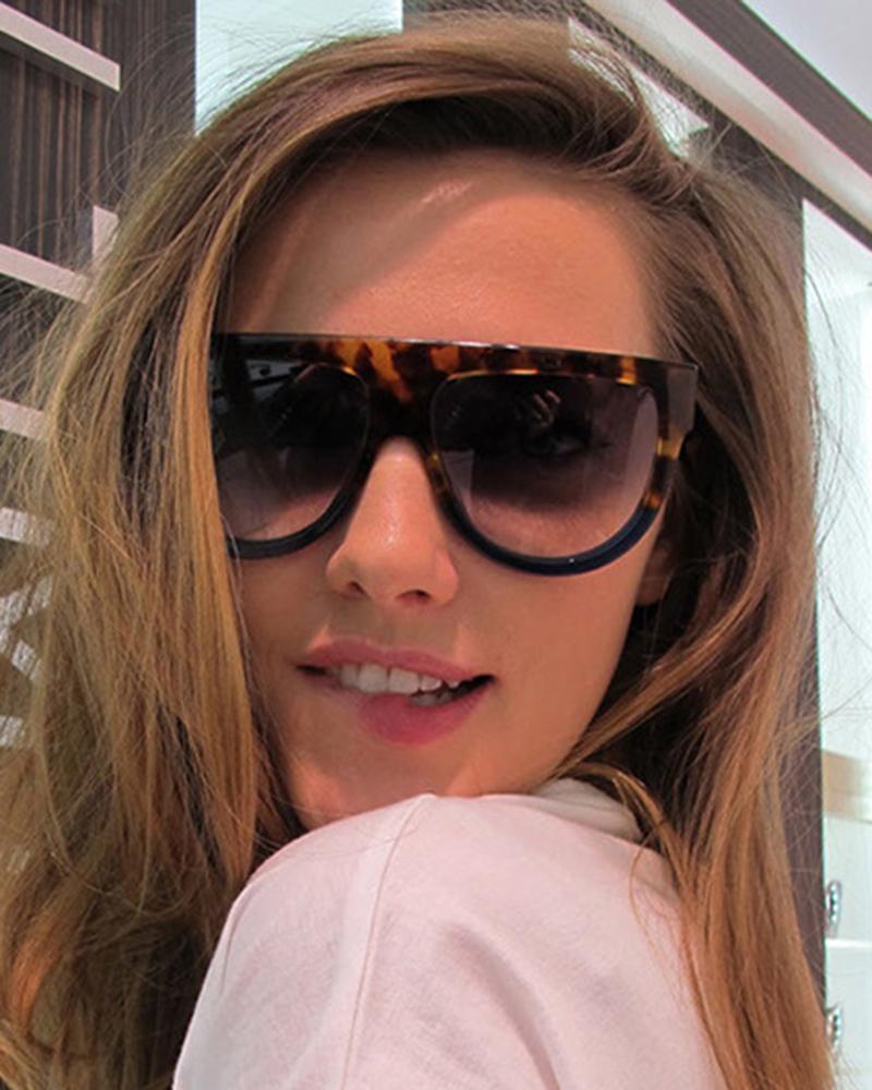 

1Pair Leopard Flat Top Gradient Color Sunglasses, Blue