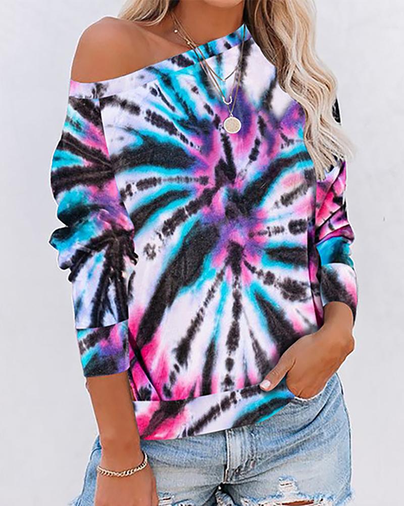 

Tie Dye Print Long Sleeve Casual Sweatshirt, Multicolor