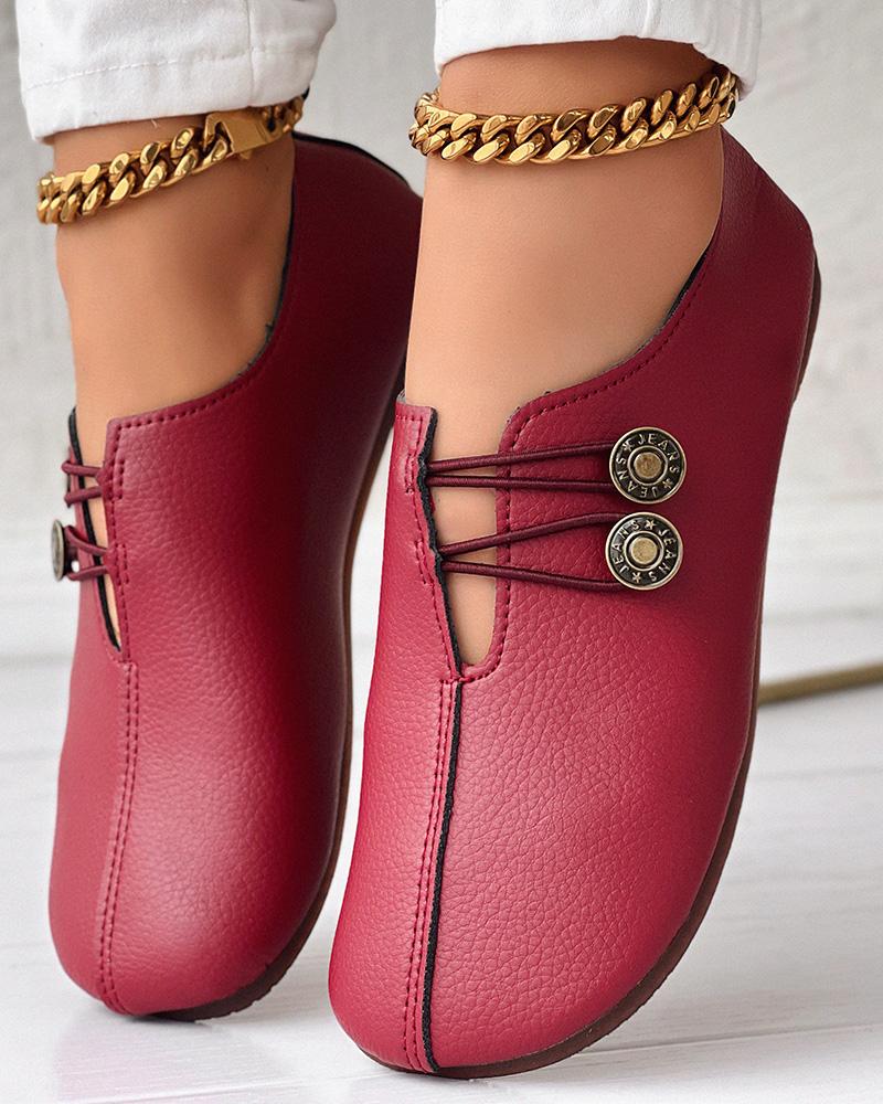 

Sin cordones de PU con punta redonda, Wine red