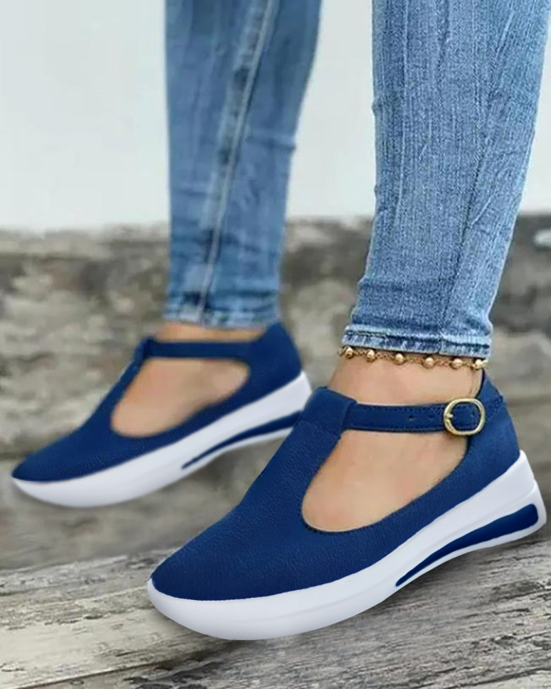 Cutout Buckled Slip On Muffin Sneakers