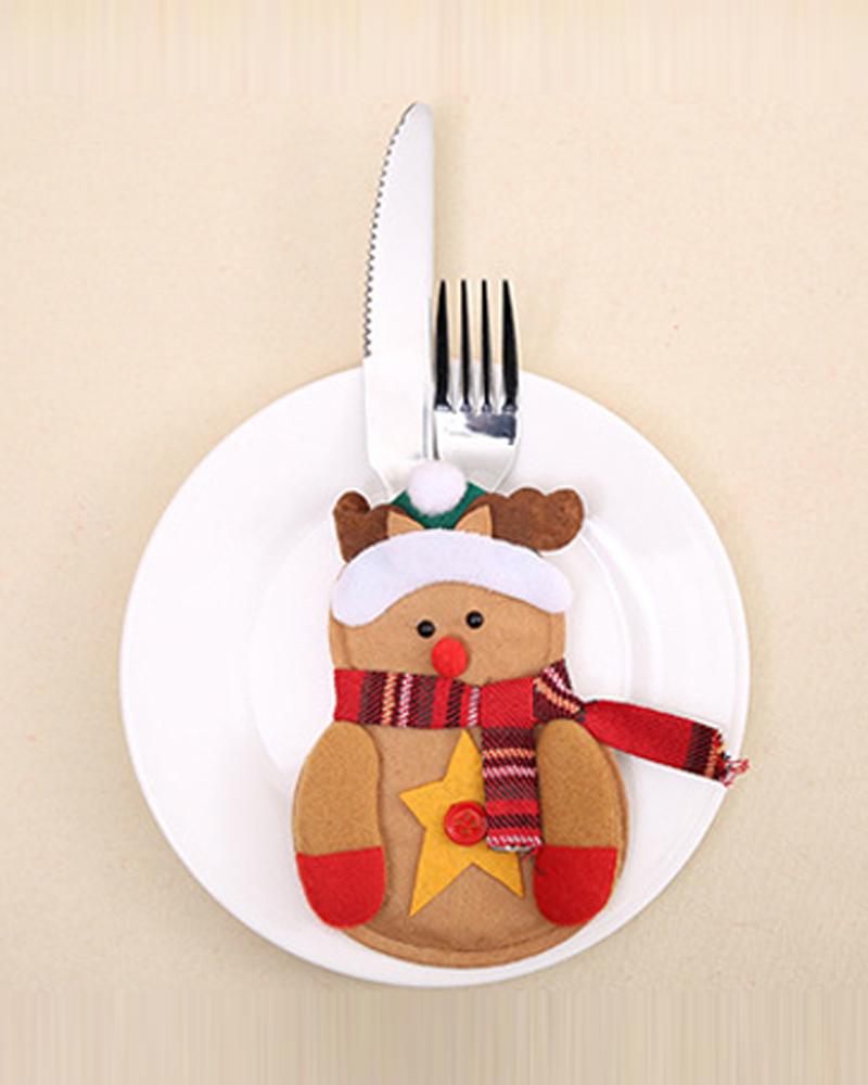 

6PCS/Set Christmas Silverware Holders Tableware Cutlery Fork Spoon Knives Storage Bag Dinner Table Decorations Party Supplies, Style4