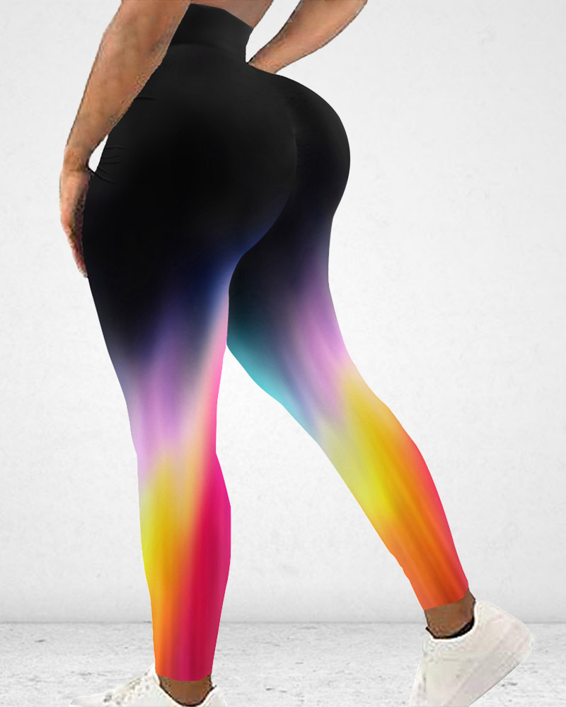 

Ombre High Waist Tummy Control Butt Lift Leggings, Multicolor