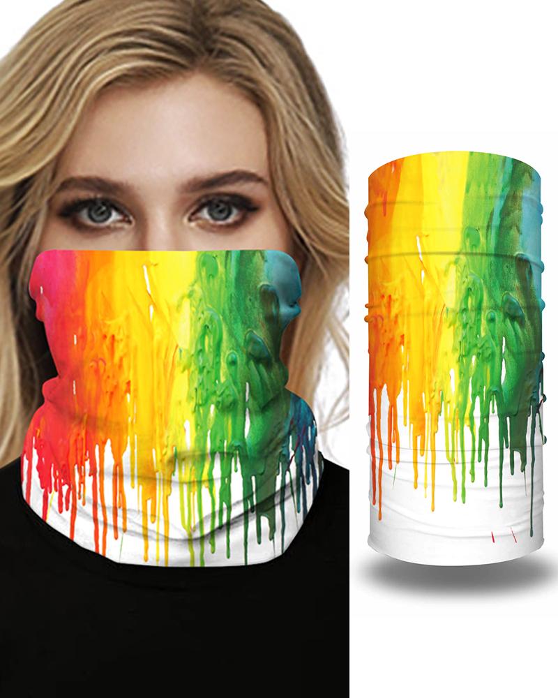 

Tie Dye Grid Print Breathable Colorblock Face Bandana Magic Scarf Headwrap Balaclava, Style2