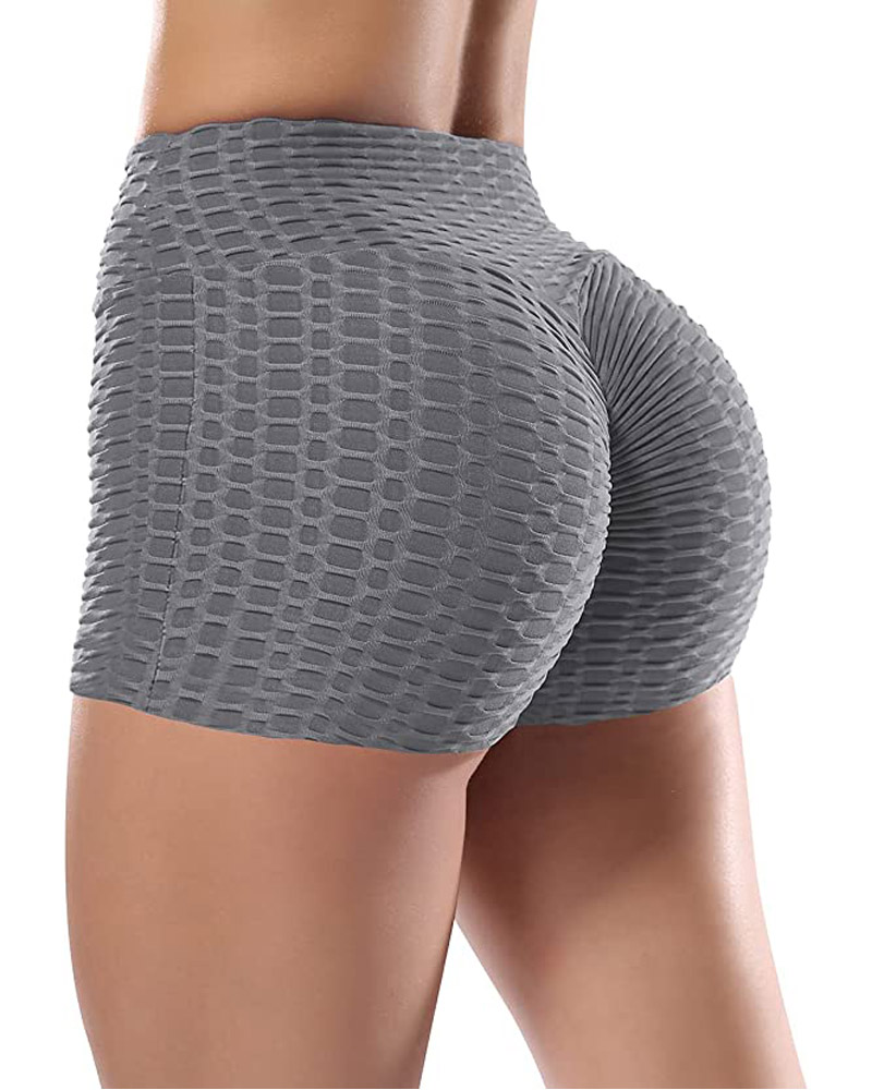 High Waist Scrunch Butt Lifting Textured Yoga Active Shorts