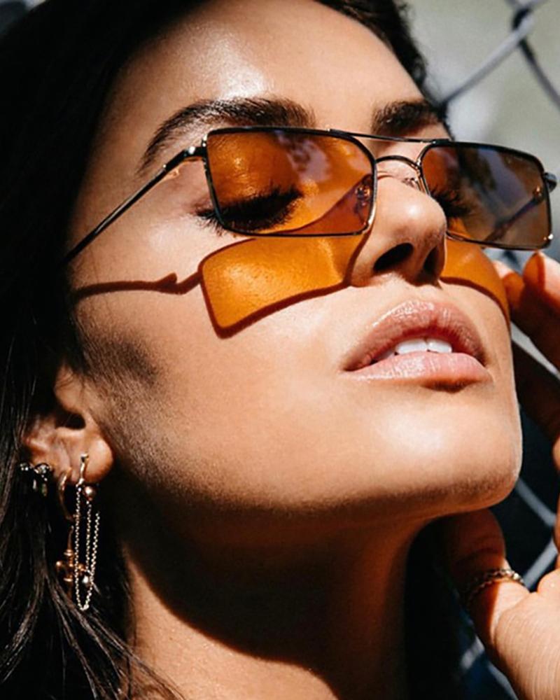 

1Pair Metal Frame Tinted Lens Sunglasses, Coffee