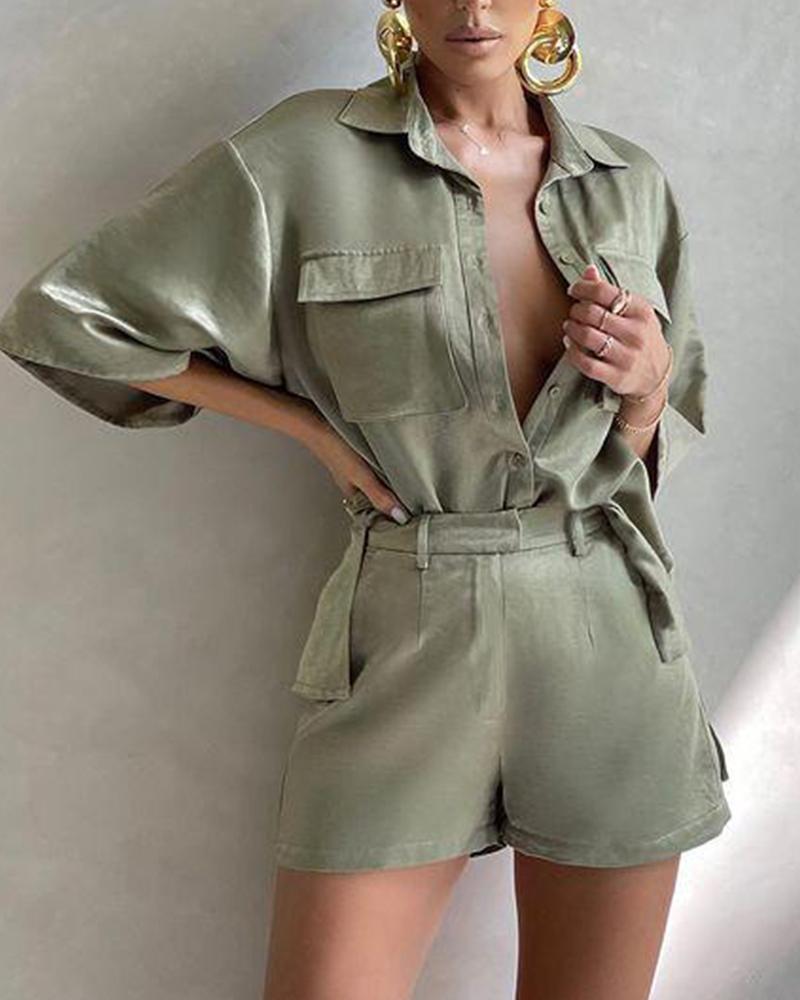 Ensemble chemise et short à poche boutonnée