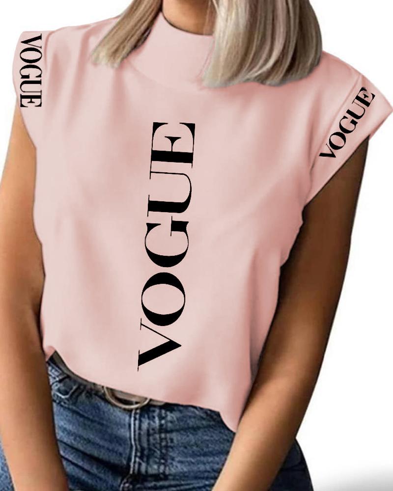 

Short Sleeve Letter Print T-Shirt, Light pink