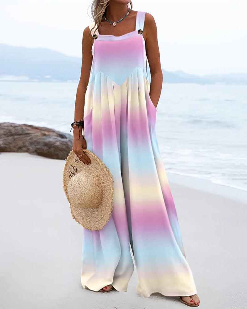 

Ombre Wide Leg Suspender Jumpsuit, Multicolor