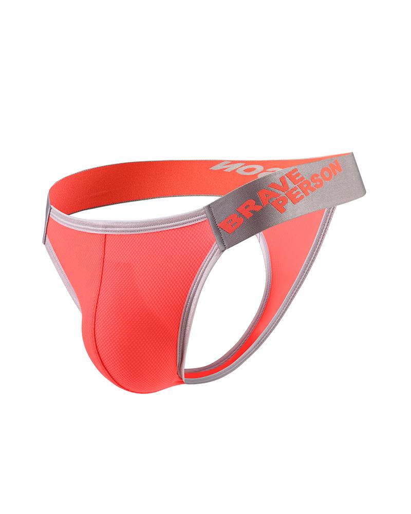 

Solid Color Splicing Letter Print Low Waist Skinny Thong Underpants, Orange