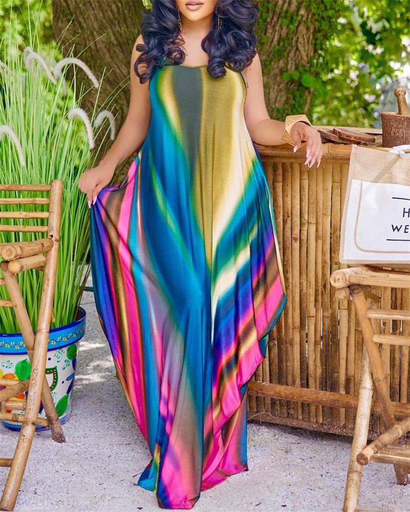 

Ombre Pocket Detail Spaghetti Strap Maxi Dress, Multicolor
