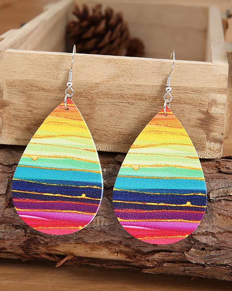 

1Pair Retro Clan Colorblock Water Drop Earrings, Yellow