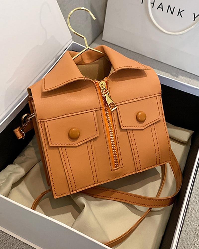 

Shirt-Shaped Zipper Design Funny Fashionable Shoulder Bag, Orange