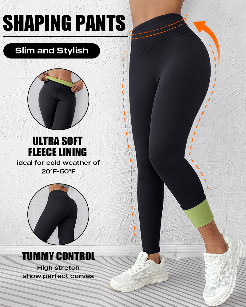 

200g Fleece Lined Active Pants Thick Soft Tummy Control Termal Warm Winter Pant, Black