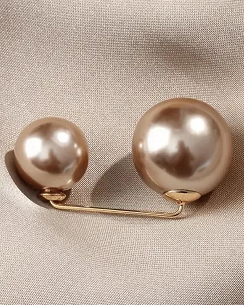 

1pc Tightening Waistband Faux Pearl Pin Buckle Clothes Skirt Pants Buckle Waist Brooch, Gold