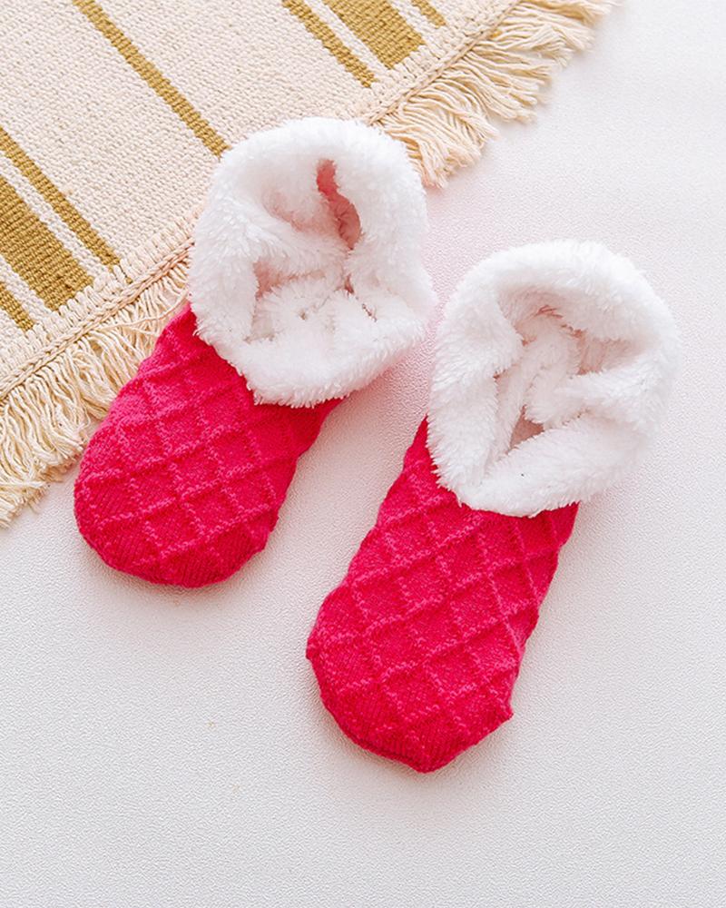

1Pair Fuzzy Thermal Ankle Socks, Hot pink