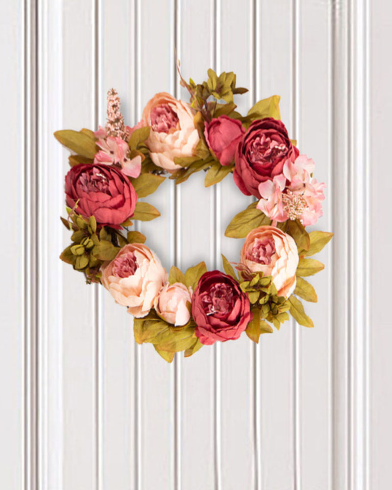 

Peony Flowers Artificial Wreath Spring Floral Wreath For Front Door Wedding Christmas Party Wall Window Decoration, Red