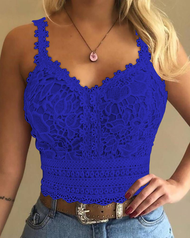 

Floral Pattern Shirred Cami Top, Blue