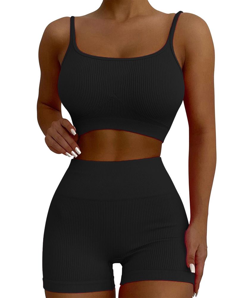 

High Waist Butt Lift Seamless Active Set, Black