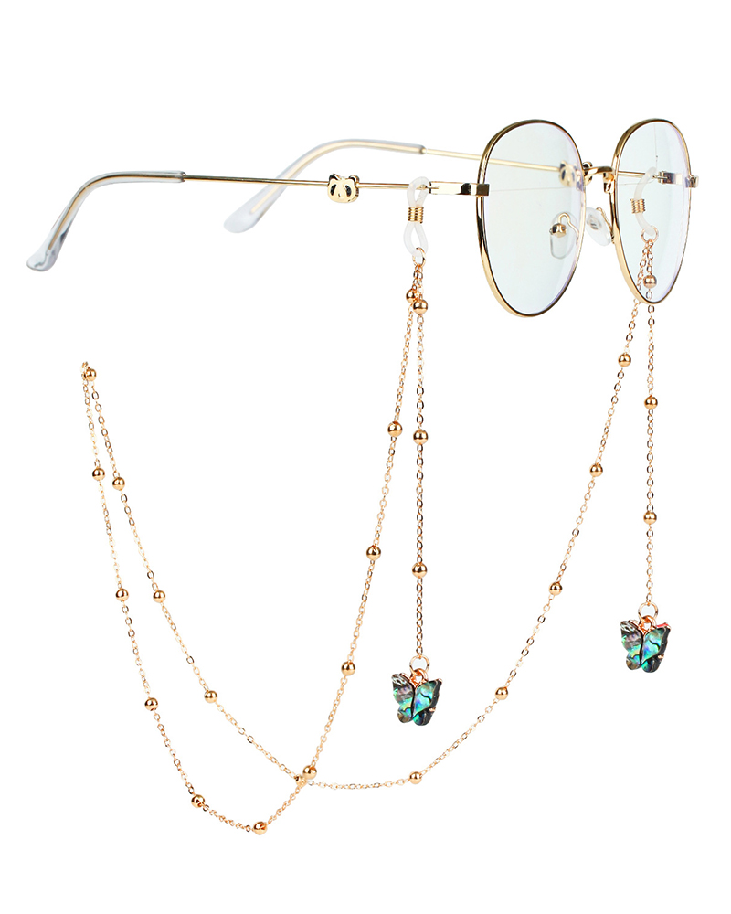 

Beaded Butterfly Pendant Eyeglass Accessory Strap Holder Around Neck Sunglasses Chain, Multicolor