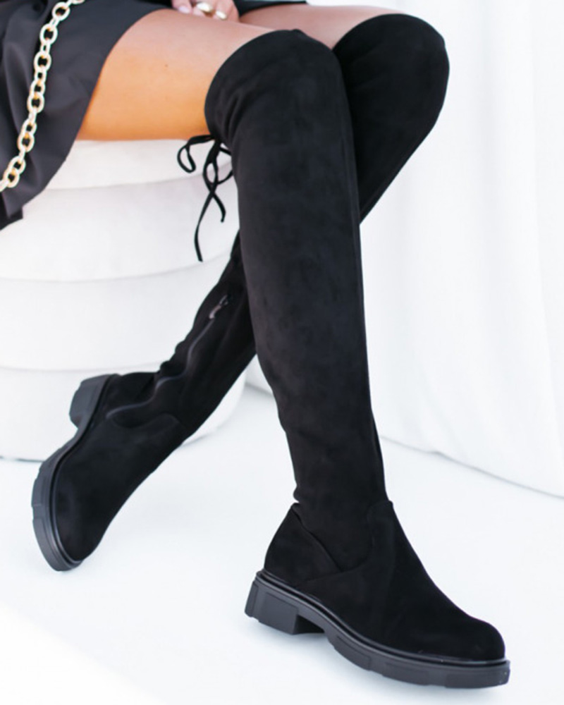 

Tied Detail Over The Knee Boots, Black