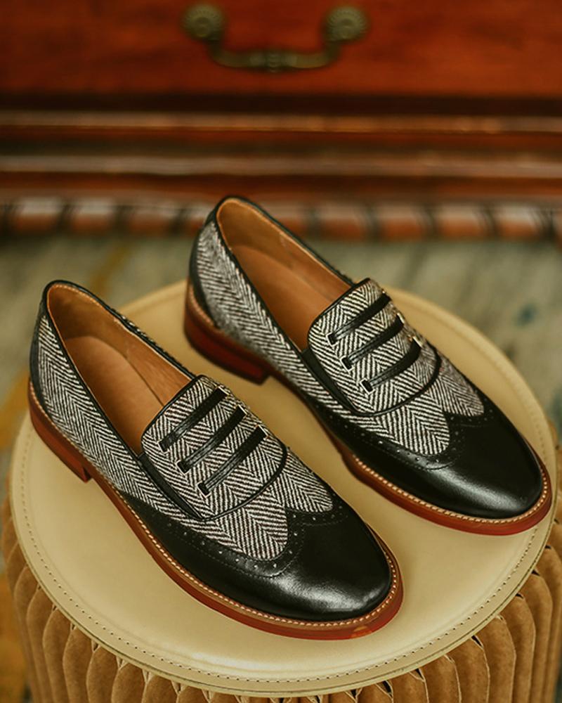

Colorblock Hollow Out Oxfords Shoes, Black