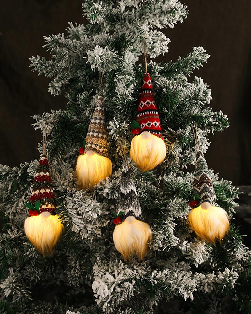 

Cute Gnome Doll With Light Thick Beard Xmas Tree Decorations Christmas Ornament, Style1