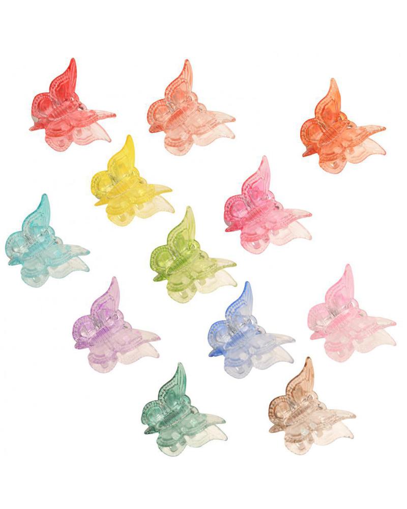 

10PCS Mixed Color Butterfly Shaped Small Hair Claw, Multicolor