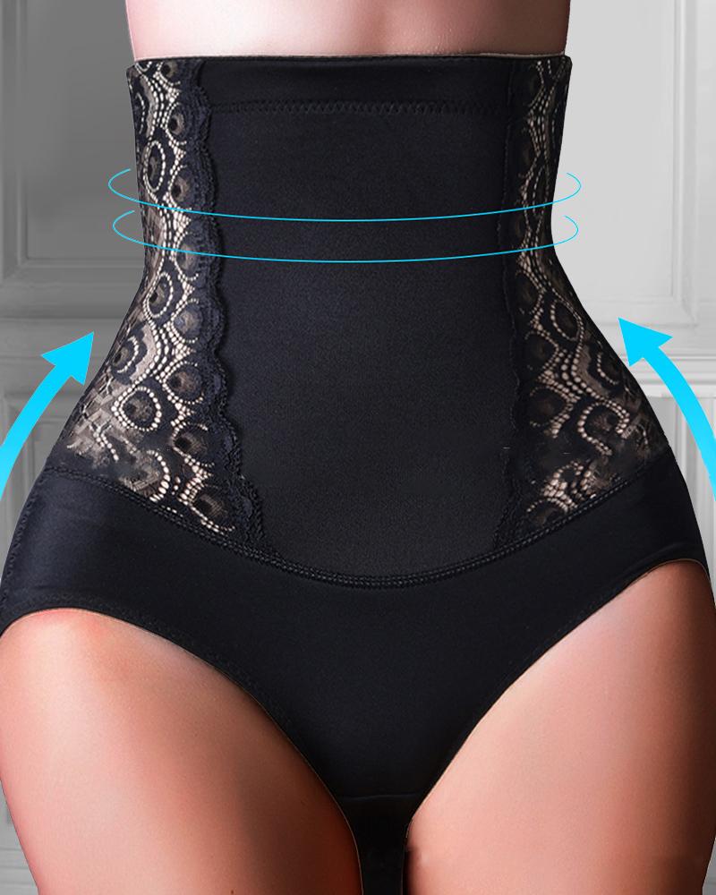 

Lace Patchwork Skinny Corsets Shorts, Black