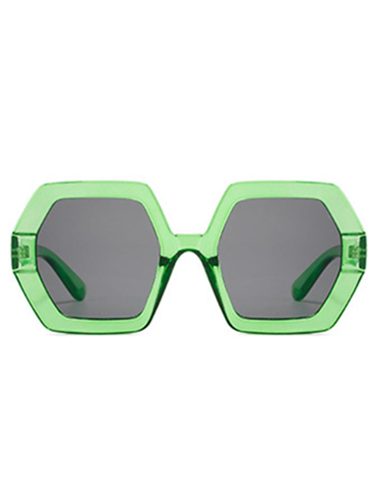 

1Pair Geometrical Frame Ombre Sunglasses, Green