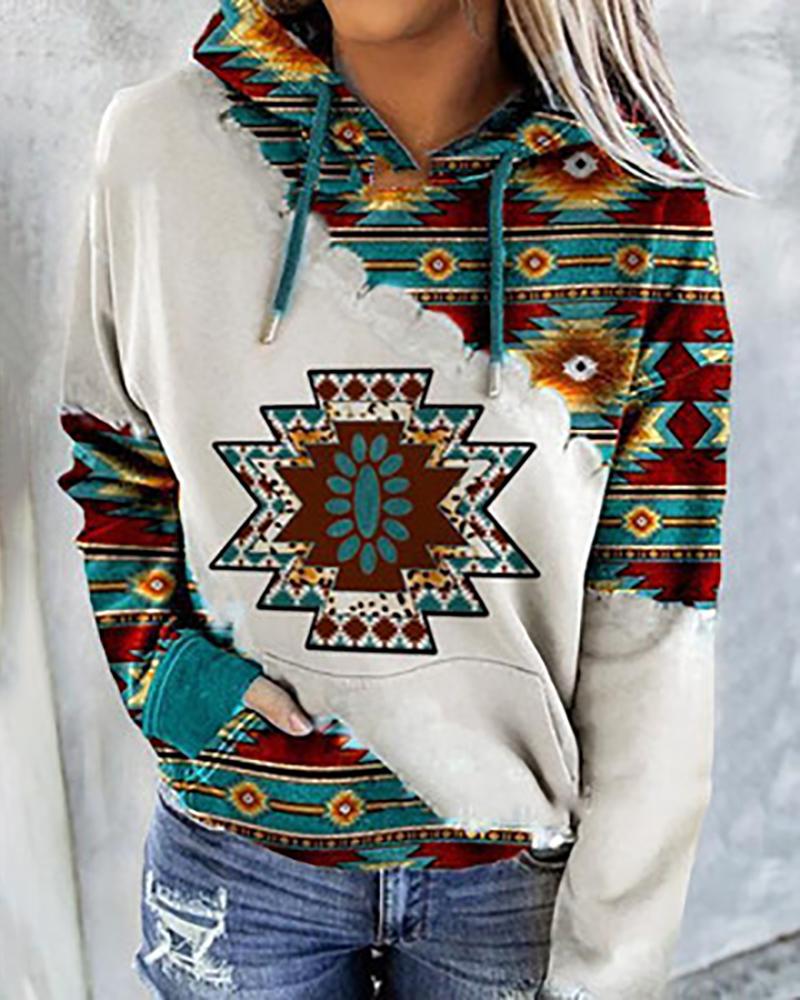 

Graphic / Animal / Heart Print Colorblock Hooded Sweatshirt, Style2