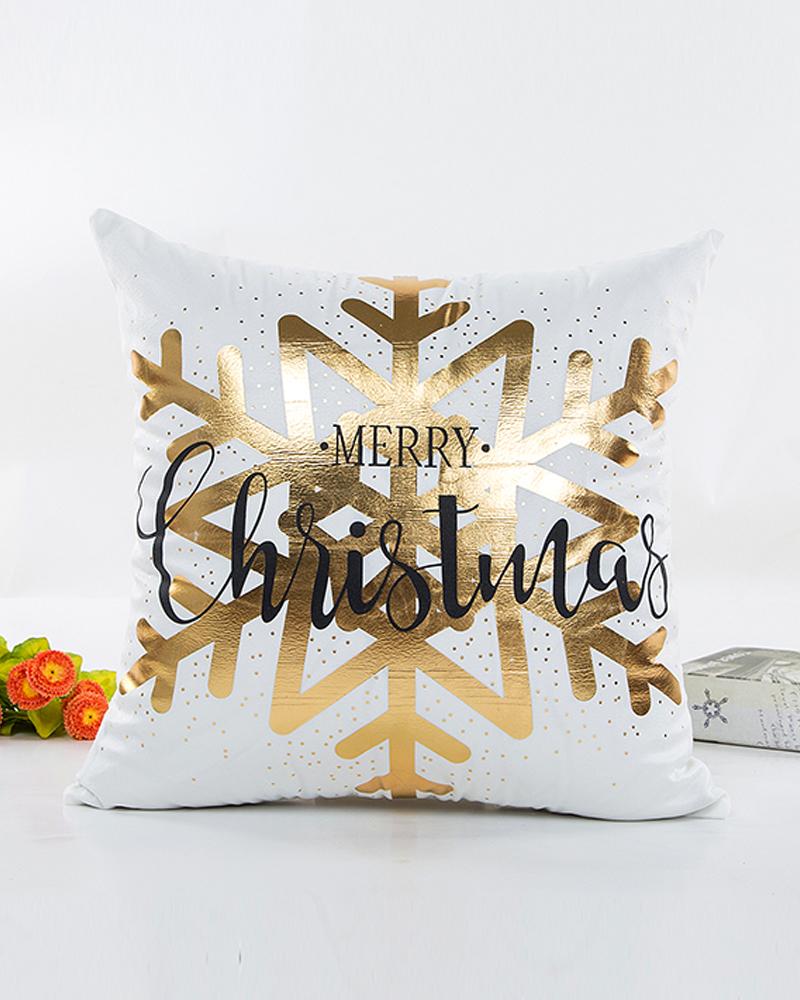 

Christmas Letter Snowflake Print Cushion Cover Without Filter, Style4