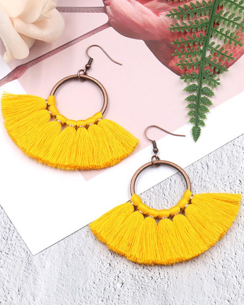 

1Pair Bohemian Scallop Shaped Geometric Hook Earrings, Yellow