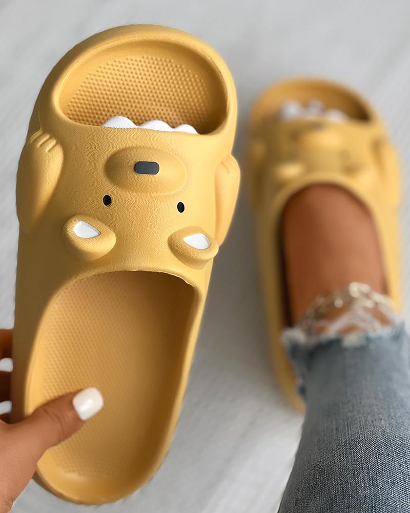 

Bear Design Non Slip One Strap Slippers, Yellow