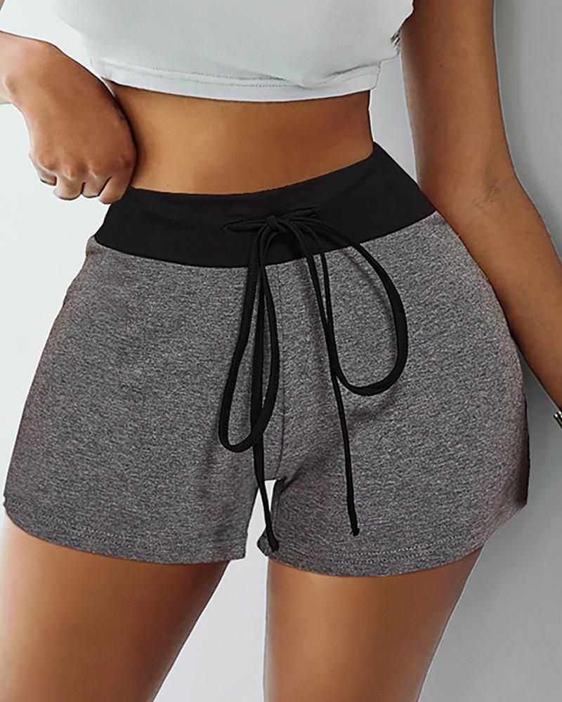 

Camouflage Print High Waist Casual Shorts, Gray