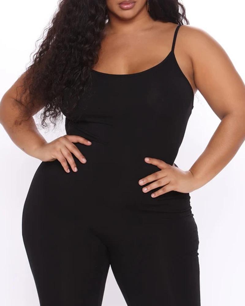 

Plus Size Spaghetti Strap Skinny Jumpsuit, Black