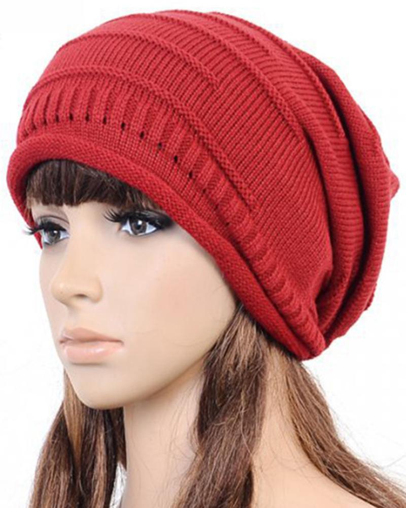 

Women's Beanie Slouchy Street Dailywear Casual Pleated Fall Winter Hat, Red