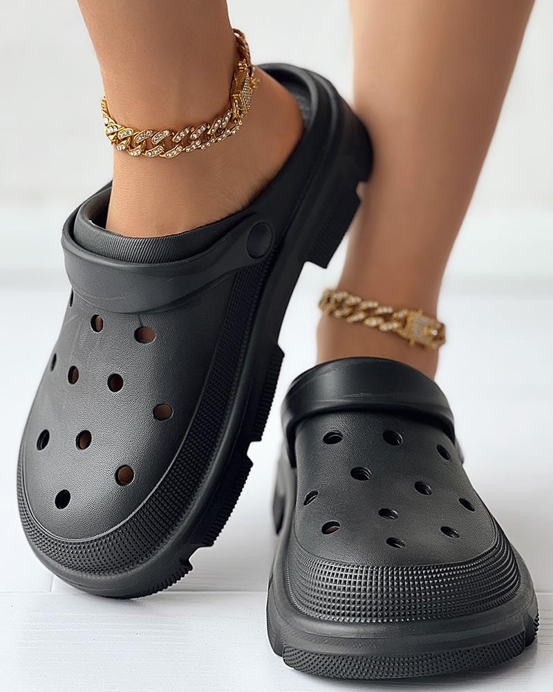 

Hollow Out EVA Soft Clog Slippers, Black