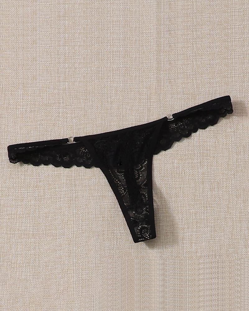 

Low Waist Sexy Lace Thong Panty, Black