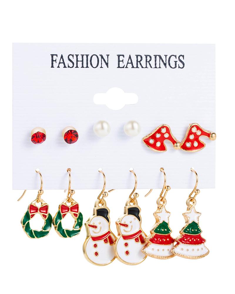 

6Pairs Christmas Cartoon Graphic Earrings Set, Style8