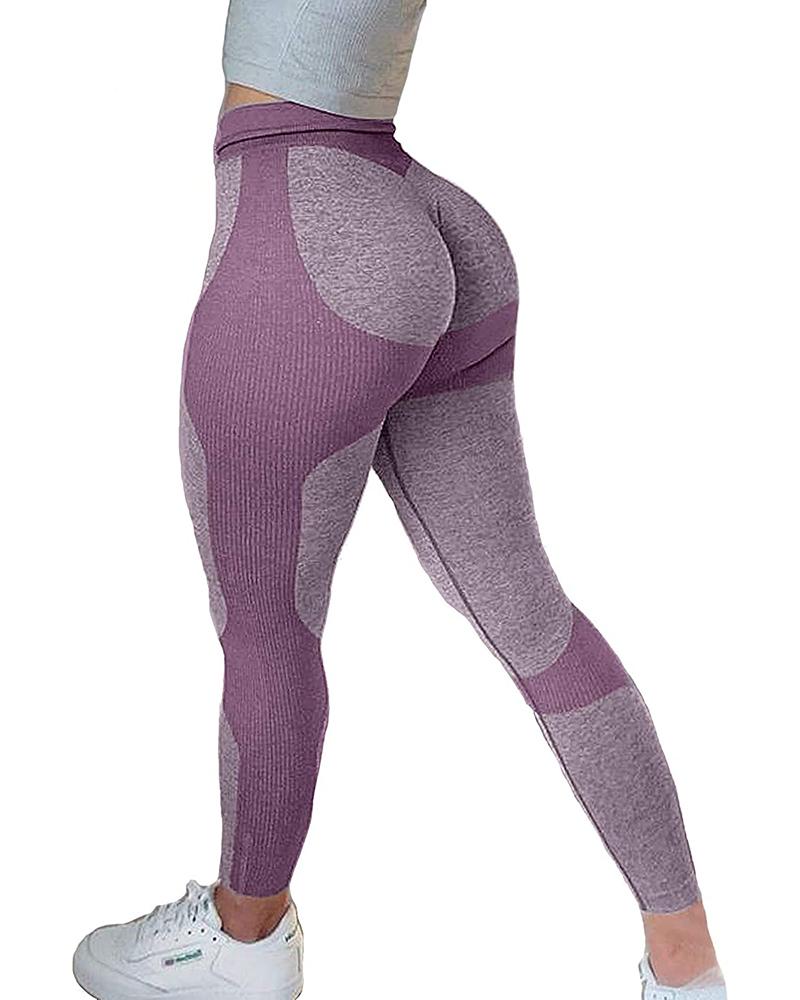 

High Waist Compression Seamless Butt Lift Stretch Yoga Leggings Pants, Purple