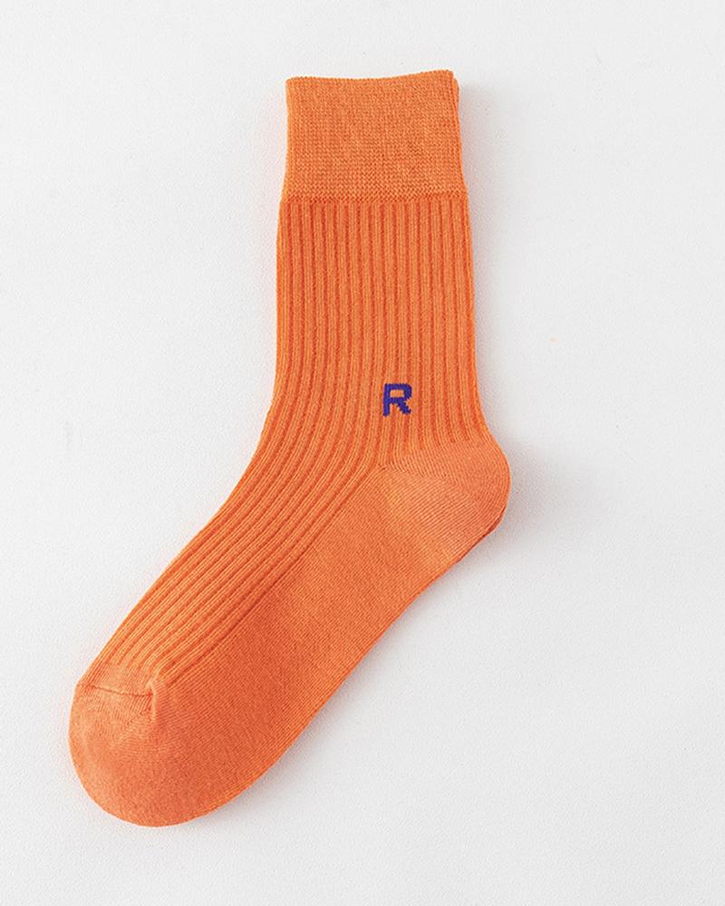 

1Pair Letter Pattern Warm Socks, Orange