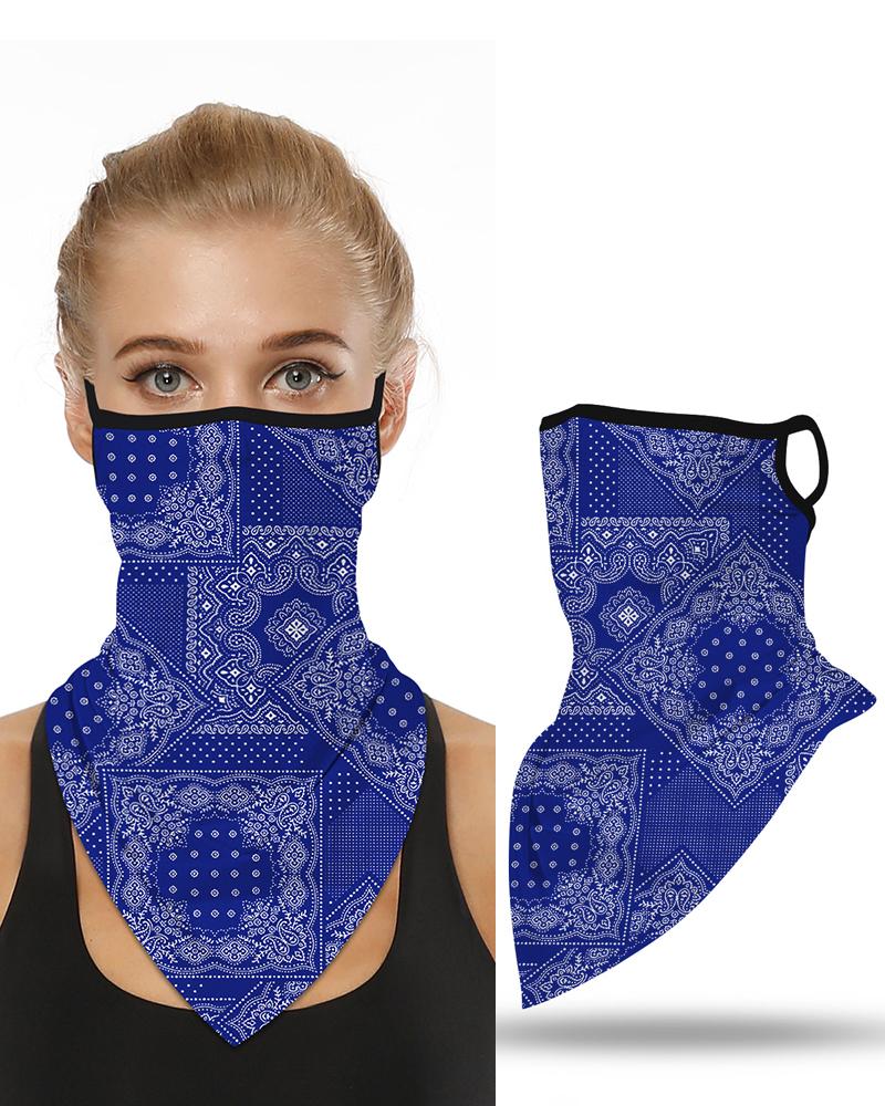 

Print Breathable Face Ear Loop Cover Windproof Motorcycling Dust Outdoors Bandana, Blue