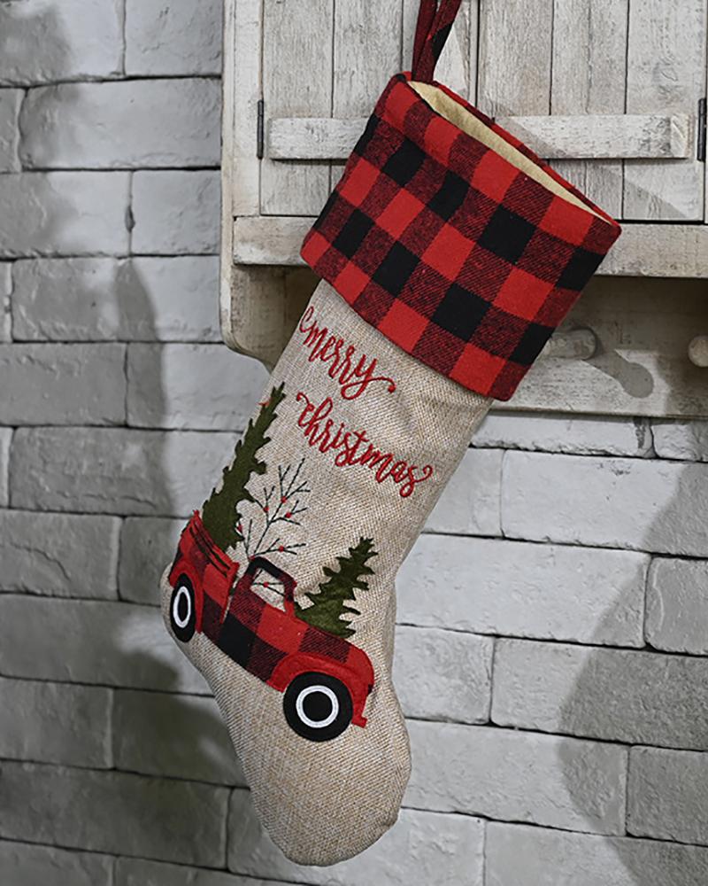 

Christmas Truck Letter Print Stocking Large Xmas Stockings Ornament, Red
