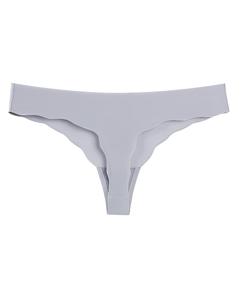 

Bowknot Decor Scallop Trim Seamless Panty, Gray