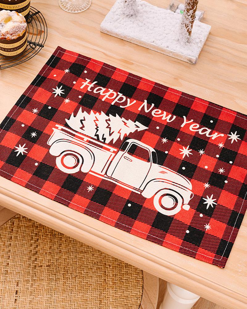 

Christmas Plaid Graphic Print Kitchen Dining Table Placemat Decors, Style4