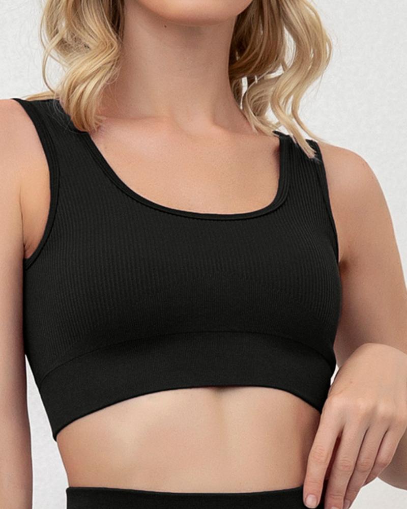 

Knitted Sleeveless Skinny Sport Tube Top, Black